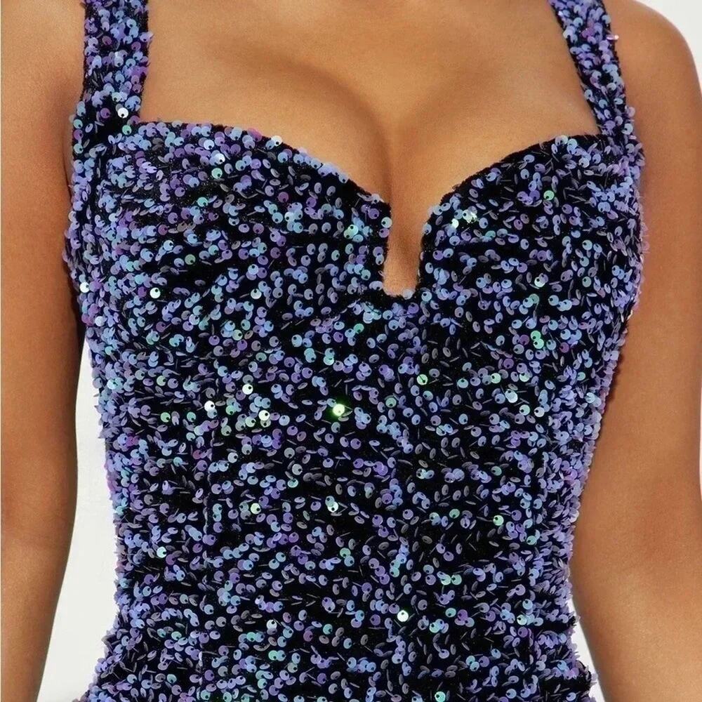 Fashion NOVA Womens Gown Sequin soft mermaid style dress Plus Size - Picture 6 of 14